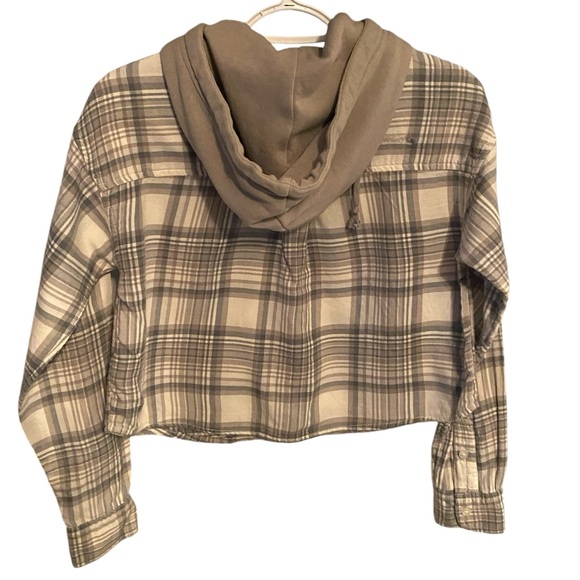 American Eagle Cropped Oversized Flannel Top XXS - Picture 2 of 9